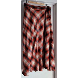 Gap Women's Plaid‎ Maxi Skirt Size 10 Red Gray White Black Cotton Retro